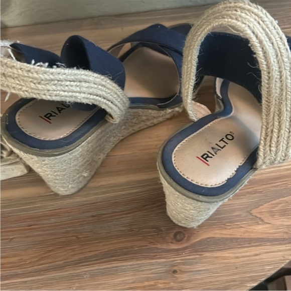 Rialto Navy Blue Wedge Sandals - Picture 5 of 11